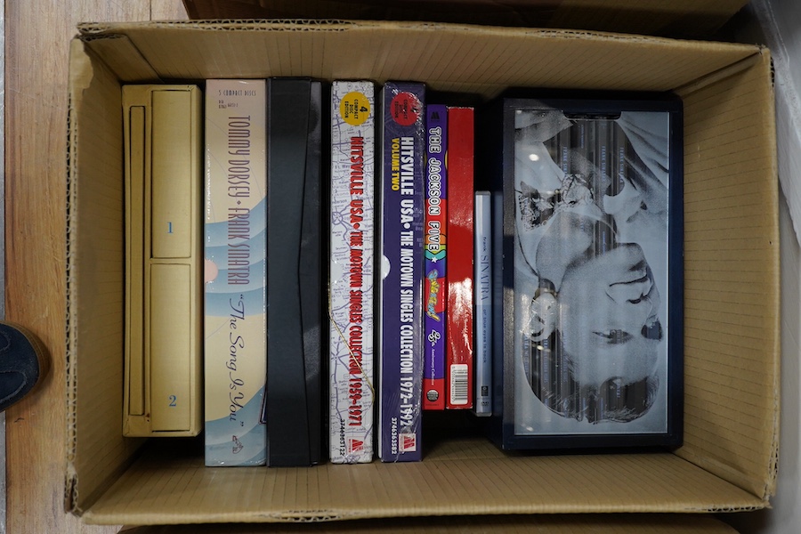 A large collection of LPs and CD box sets, artists include; Frank Sinatra, Tony Bennett, Pavarotti, Tom Jones, Donald Pears, Peggy Lee, Neil Sedaka, Shirley Bassey, Diana Washington, Barbra Streisand, etc. Condition - fa